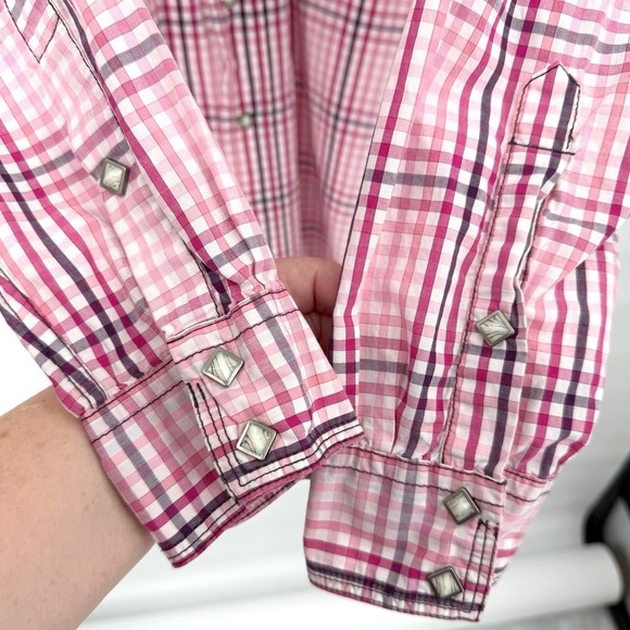Larry Mahan Mens Size Medium Plaid Long Sleeve Shirt Pearl Snap Western Cowboy - Picture 5 of 8